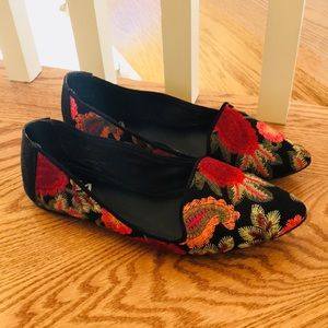 MIA multi-colored floral embroidered flats.